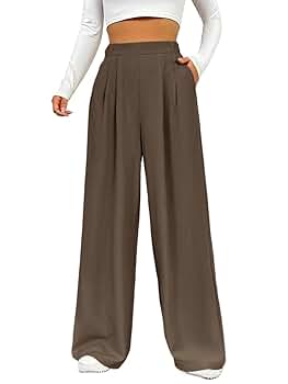 Women's 2024 Casual Summer Wide Leg Pants Solid Color